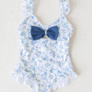 Sweethoney Blue Floral Ruffled Swimsuit